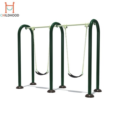 Outdoor Playground Double Row Of Single Swings Seats For Children